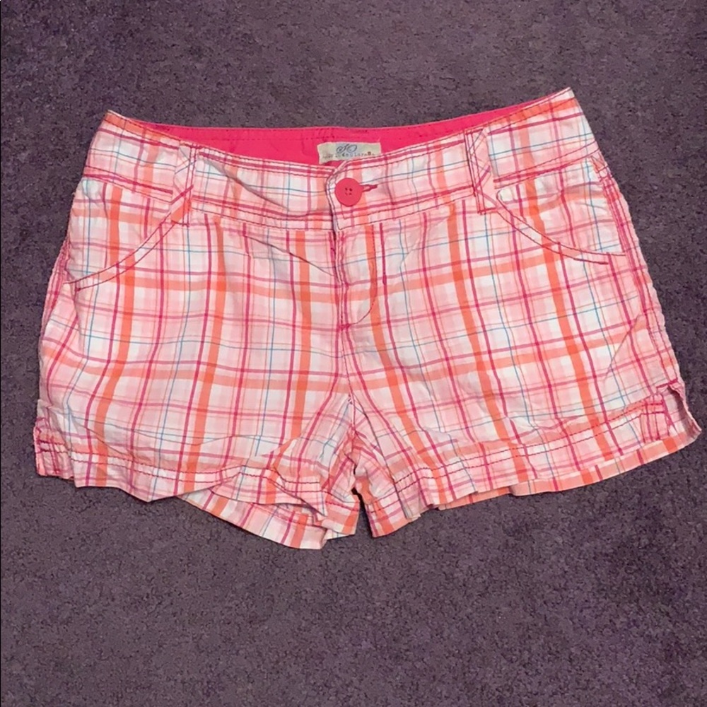 Pink plaid shorts